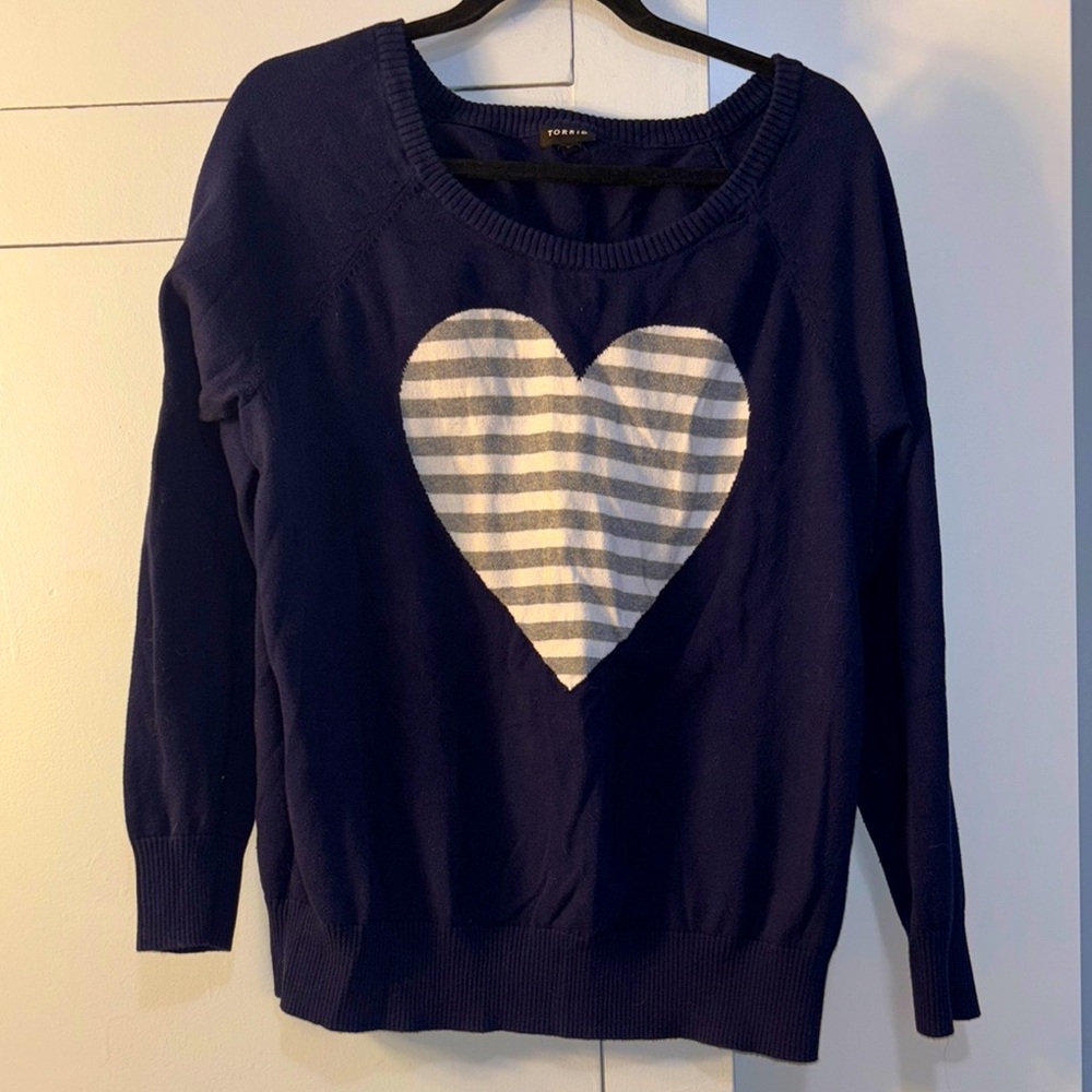 Torrid Navy Blue Heart Sweater